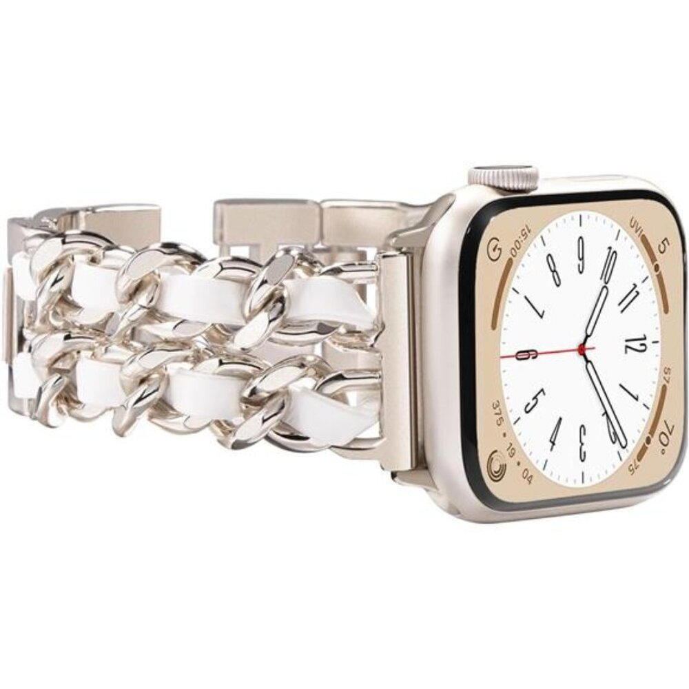 NEW White Leather Luxury Boho Apple Watch Band